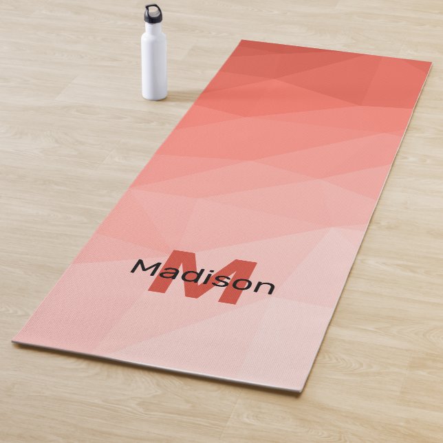 Coral rose geometric mesh ombre pattern Monogram Yoga Mat (In Situ)