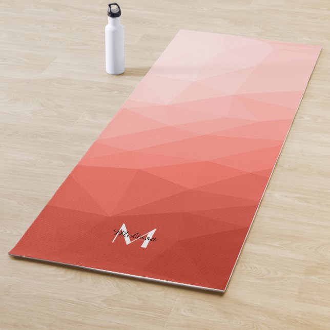 Coral rose geometric mesh ombre pattern Monogram Yoga Mat (In Situ)