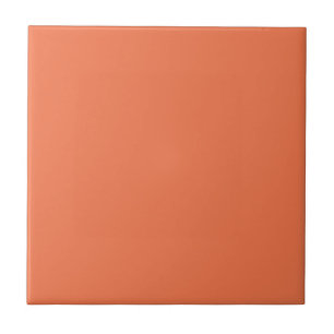 Coral Rose Orange Solid Colour Print Tile