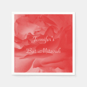 Coral Rose Paper Napkins, Bat Mitzvah Napkin