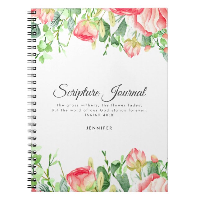 Coral Rose Personalized Scripture Journal (Front)