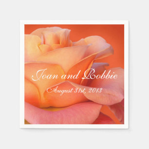 Coral Rose Personalized Wedding Napkins
