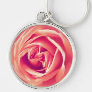 Coral rose print keychain