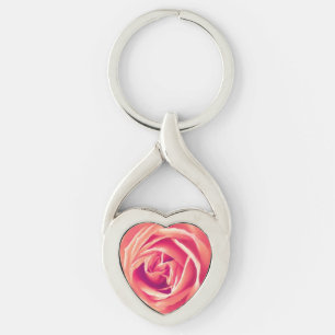 Coral rose print keychain