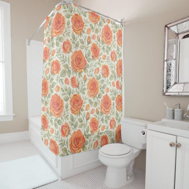 Coral Rose & Sage Garden Pattern (In Situ)