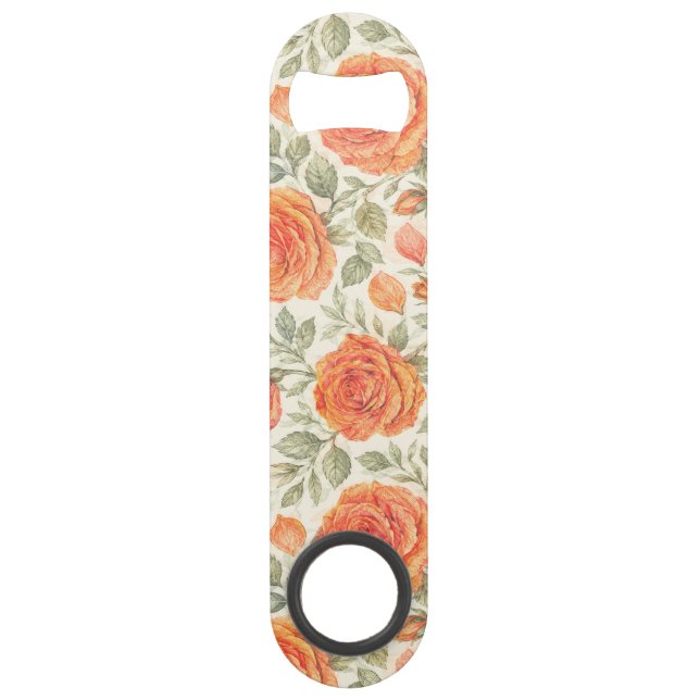 Coral Rose & Sage Garden Pattern Bar Key (Front)