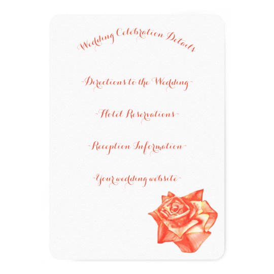 Coral Rose Simple Elegant Wedding Details Card