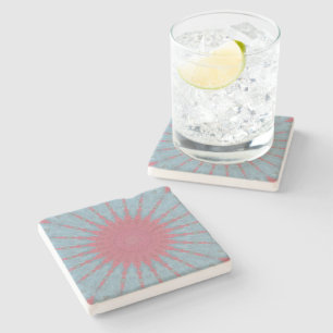 Coral Rose Starburst Stone Coaster