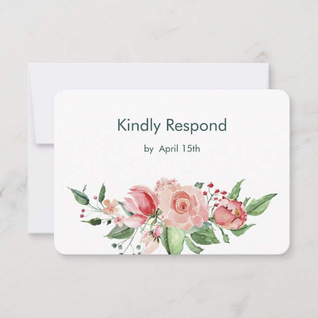 Coral rose vert Rose mariage floral RSVP (Devant)