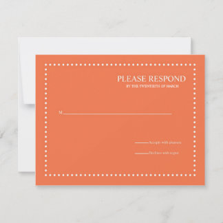 Coral Rose Wedding Response Card w/ Pearl Border