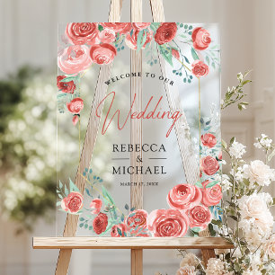 Coral Roses Fleurs de mariage Bienvenue