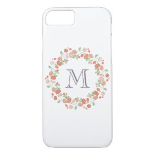 coral roses wreath monogram Case-Mate iPhone case