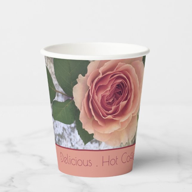 Coral Rosy Pink Paper Cups (Front)