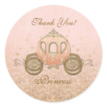 Coral Royal Fairytale Princess Circle Stickers