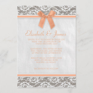 Coral Rustic Burlap Wedding Invitations