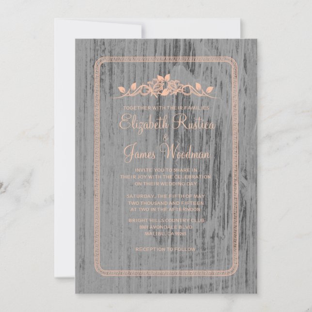 Coral Rustic Country Burlap Wedding Invitations (Front)