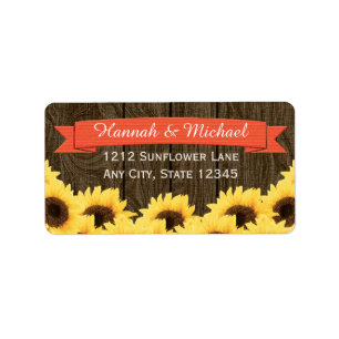 CORAL RUSTIC SUNFLOWER RETURN ADDRESS LABEL