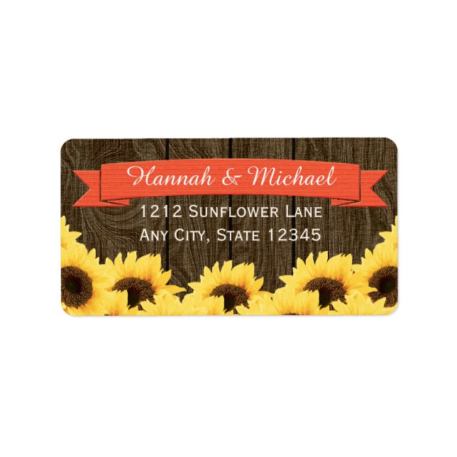 CORAL RUSTIC SUNFLOWER RETURN ADDRESS LABEL (Front)