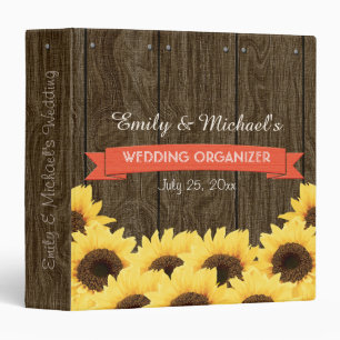 CORAL RUSTIC SUNFLOWER WEDDING ORGANIZER BINDER