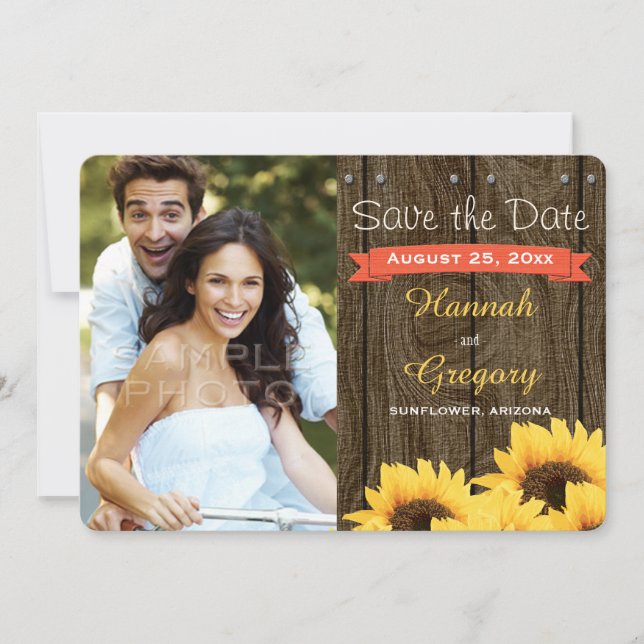 CORAL RUSTIC SUNLOWER ENREGISTRER LA CARTE DE DATE (Devant)
