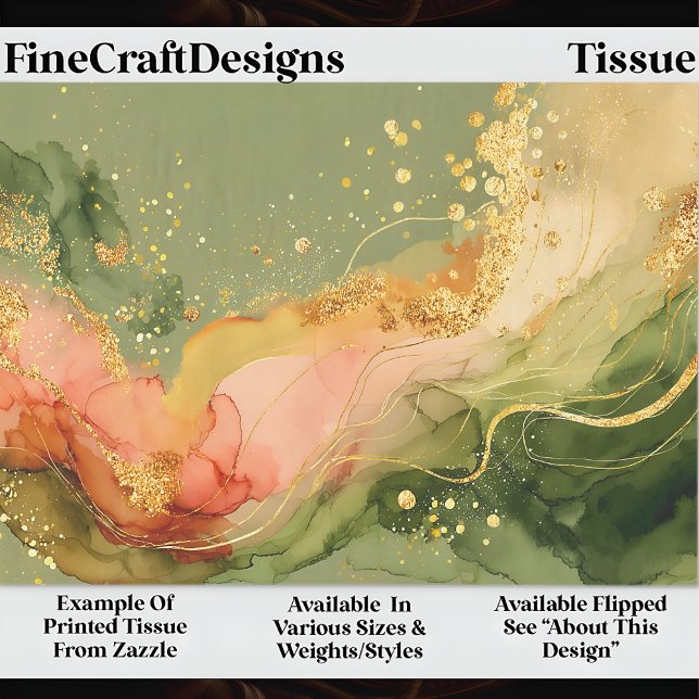 Coral & Sage Alcohol Ink + Gold EA3L Decoupage Tissue Paper (Creator Uploaded)