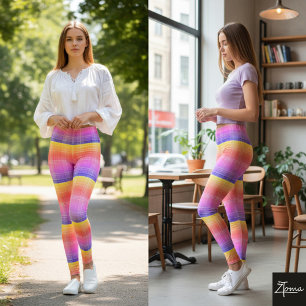 Coral & Sage Plaid Leggings