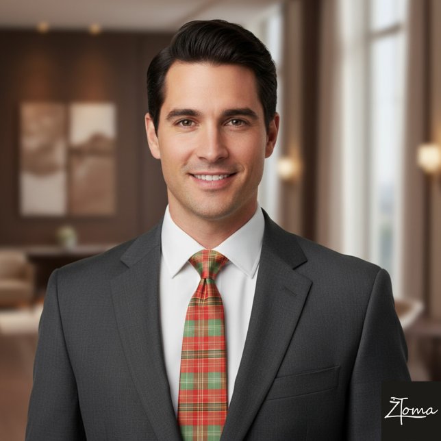 Coral & Sage Plaid Tie (Creator Uploaded)