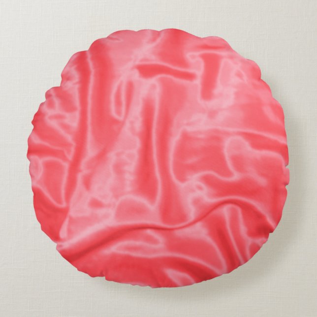 Coral Satin-Round Throw Pillow (Front)