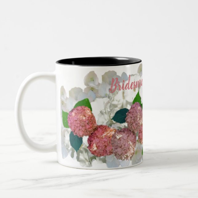 Coral Saumon Floral Bridesmaid Nom Café Mug (Gauche)