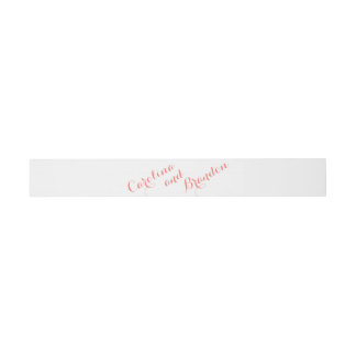 Coral Script Wedding Invitation Belly Bands Band