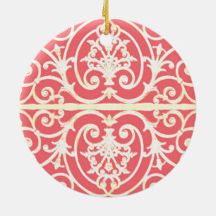 Coral scrollwork pattern ceramic ornament