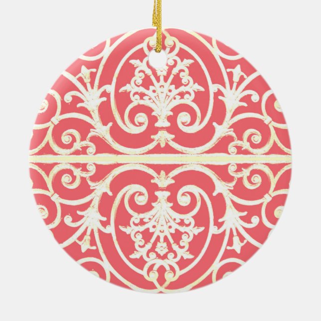 Coral scrollwork pattern ceramic ornament (Back)