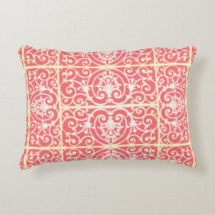 Coral scrollwork pattern decorative pillow