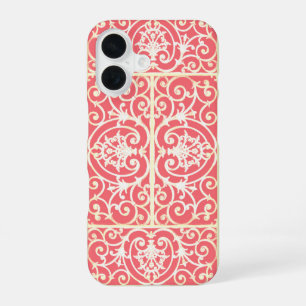 Coral scrollwork pattern iPhone 16 case