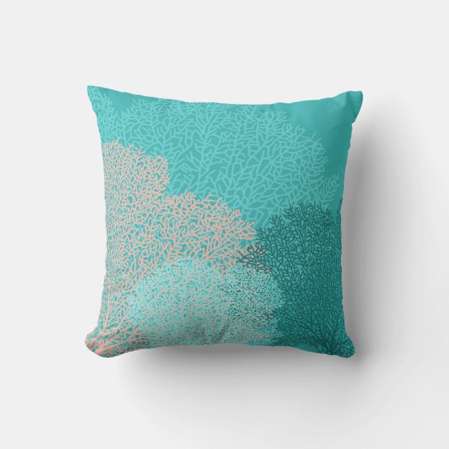 Coral Sea Fans Throw Pillow (Front)