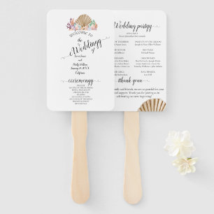 Coral & Seashell beach Wedding Hand Fan