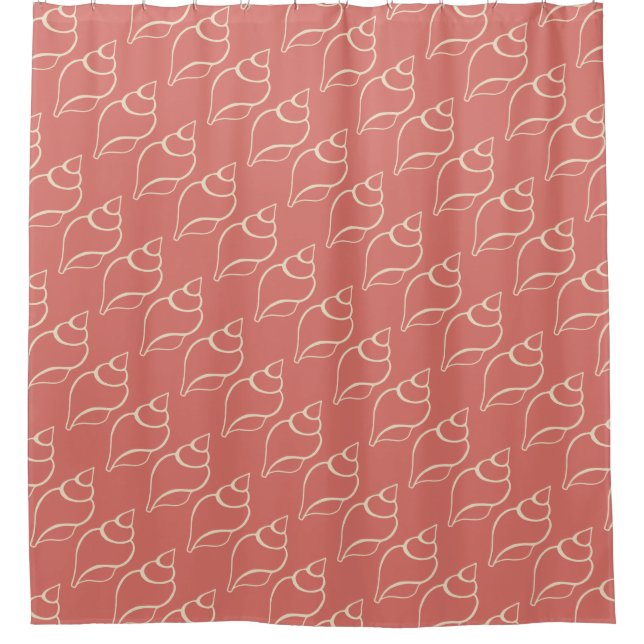 Coral Seashells Beach Shower Curtain (Front)