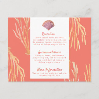 Coral & Seashells Beach Wedding Enclosure Card