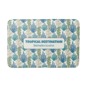 Coral Seaweeds custom text Bath Mat