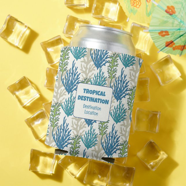 Coral Seaweeds custom text Can Cooler (In Situ Summer)