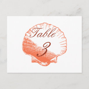 Coral Shells Beach Wedding Tableau Numéro Cartes
