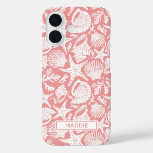 Coral Shells Personalized iPhone 16 Case