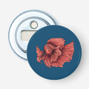 Coral Siamese fighting fish Bottle Opener