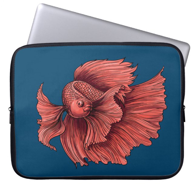 Coral Siamese fighting fish Laptop Sleeve (Front)