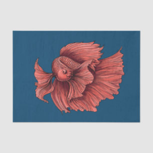 Coral Siamese fighting fish Tissue Paper