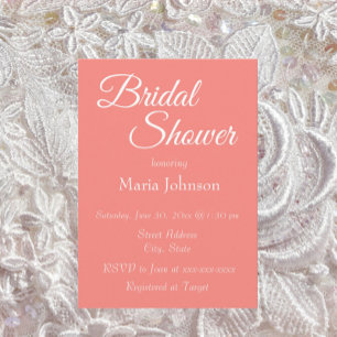 Coral Simple Style Bridal Shower Invitation