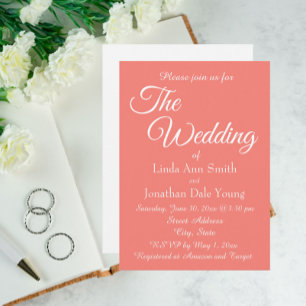 Coral Simple Style Wedding Invitation