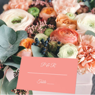 Coral Simple Stylized Script Wedding Place Card