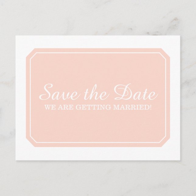 Coral Simply Elegant Save the Date Postcard (Front)