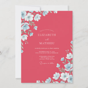 Coral Sky Anemone Wedding Invitation